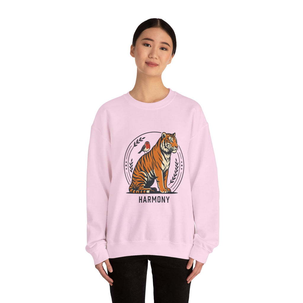 Tiger & Bird Harmony Sweatshirt — Cozy Crewneck Animal Graphic