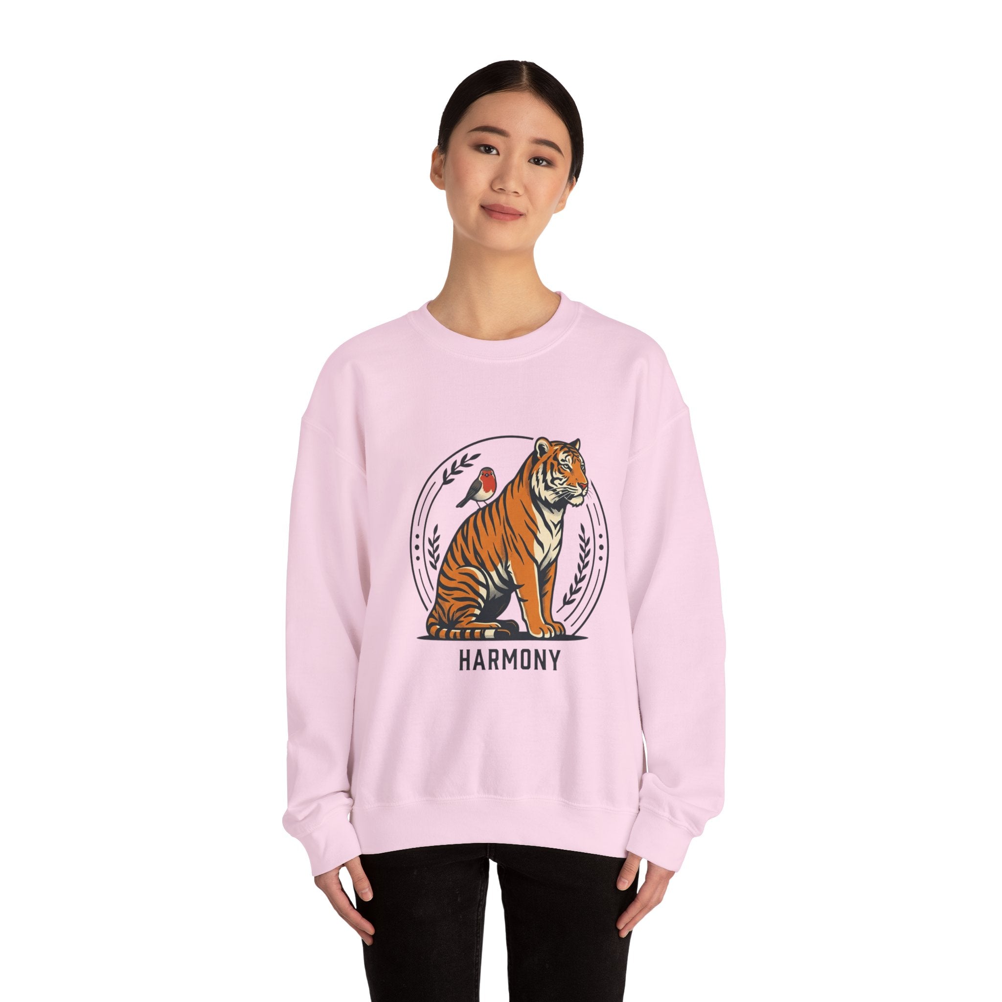 Tiger & Bird Harmony Sweatshirt — Cozy Crewneck Animal Graphic